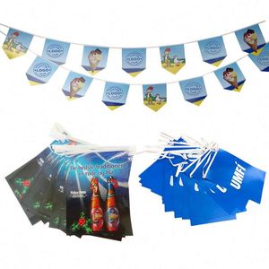 Custom <b>Red</b> Blue White String Hanging Flag Outdoor Hanging Paper Bunting Flags White - Product Image 1