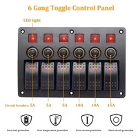 Panneau d'interrupteur à bascule multifonction rouge à Six boutons 12v 20A/24V 10A DC 6 Gang pour bateau marin de voiture