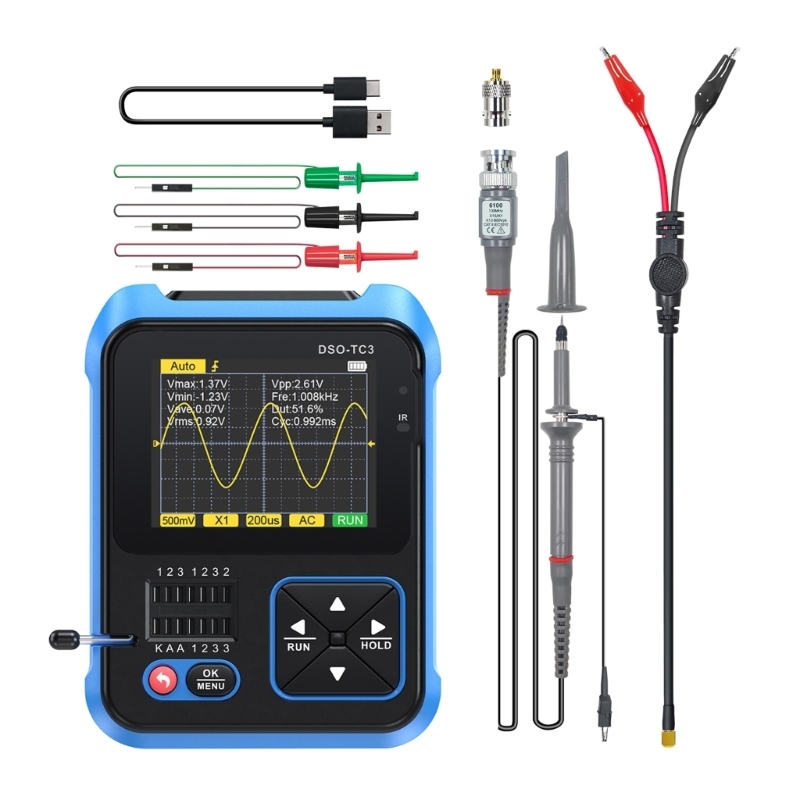 FNIRSI DSO-TC3 Digital Oscilloscope Transistor Tester Signal Generator 3 in 1 Multifunction Electronic Component Tester
