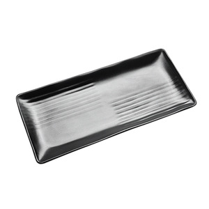 Assiette à sushi japonaise rectangulaire en mélamine noire givrée A5, assiette plate, assiette barbecue, assiette pour fondue au bœuf, assiette pour légumes - Product Image 4