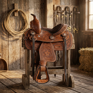 Silla de montar ecuestre de cuero genuino de búfalo, estilo inglés, tallada a mano en madera sostenible, de diseñador australiano, BS International - Product Image 1
