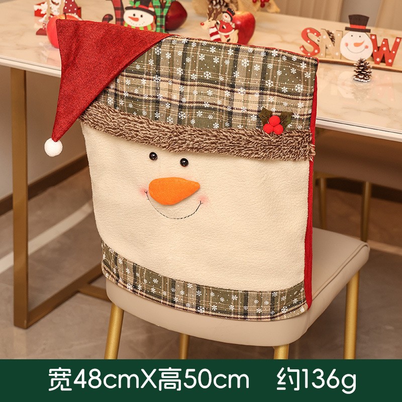 Multi Noël flocon de neige à carreaux couverture de chaise bonhomme de neige