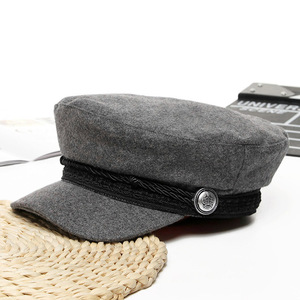 Casquettes de baseball pour femmes, chapeaux d'hiver octogonaux en laine française, casquette de boulanger, casquette noire streetwear pour femmes 2020 - Product Image 4