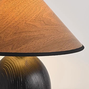 Lampe de table vintage japonaise du milieu du siècle dernier - 330 mm - Bois de frêne naturel - Lampe de chevet LED pour salon et chambre à coucher - Product Image 5