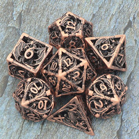 Haute qualité D20 16mm 20mm métal creux ancien RPG donjons Dragons dés usine en gros 7 pièces ensemble Logo personnalisé D & D RPG jeux