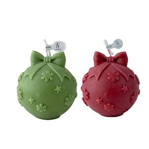 Madonna Child Festive <b>Christmas</b> Ball Candles Bow Soy Wax Art Candles Fresh Scent Modern Style for Holiday <b>Tree</b> <b>Table</b> Winter Home - Product Image 2