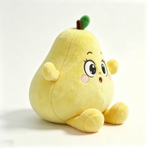 Juguete de Peluche de Pera Personalizado, Adorable Peluche de Fruta Amarilla Suave con Tallo y Hoja, Almohada de Peluche de Pera Esponjosa - Product Image 5