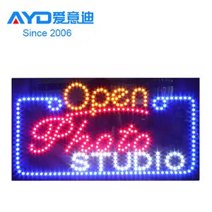 Panneau de magasin de studio photo ouvert super lumineux de 17*31 pouces, panneau publicitaire Led Light Animated Board