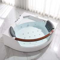 Baignoire de massage indépendante en acrylique en forme d'éventail, pour appartement, chambre, salle de bain, avec dossier, buse de massage du dos, certification CE