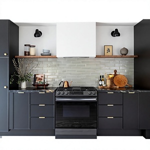 Îlot de cuisine moderne, armoire de rangement modulaire gris foncé, armoire à tiroirs, plan de travail blanc, meubles de cuisine contemporains - Product Image 1