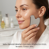 Outil de Massage Gua Sha en Acier Inoxydable 304 de Qualité Médicale, Forme Cœur, pour Lifting Facial