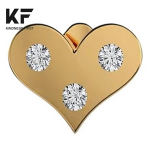 Petits clous d'oreilles en forme de cœur pour enfants | Boucles d'oreilles en moissanite pour femmes | Boucles d'oreilles minimalistes facettées plaquées or en cuivre pour femmes, 0,01-0,07 mm - Product Image 1