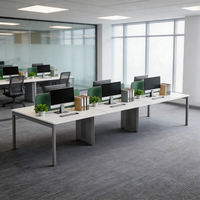 Poste de travail modulaire en acier et bois pour bureau ouvert, système de bureaux en banc pour 2, 4 ou 6 personnes