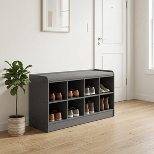 <span class=keywords><strong>Banc</strong></span> à <span class=keywords><strong>chaussures</strong></span> pliable moderne avec coussin, meuble de rangement pour entrée, 8 cubes, mobilier de maison pour l'organisation et le rangement dans l'entrée et le salon - Product Image 2