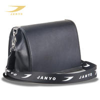 JANYON Professionelle Damen-Umhängetasche mit Individuellem Logo-Druck, Breitem Riemen, Hartschalen-Etui aus Echtem Leder, Schulter- und Handtasche