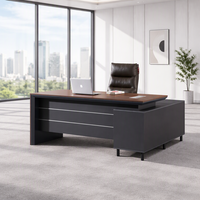 Bureau de direction réversible en forme de L en bois avec armoire latérale, options de taille personnalisée et accessoires