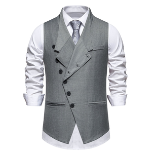 Chaleco Formal Europeo para Hombre, Primavera 2024, Cierre de un Solo Botón, Frente Diagonal, Impermeable y Transpirable, para Bodas y Fiestas - Product Image 1