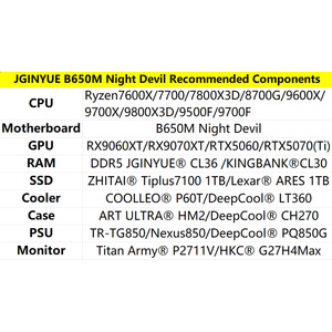 Tarjeta Madre JGINYUE B650 M ATX Night Devil DDR5, Nueva Memoria de Escritorio, Admite hasta 96GB DDR5 para un Rendimiento Rápido Formulario - Product Image 2