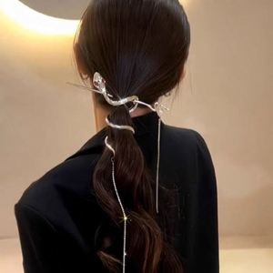 Horquilla para el pelo estilo serpiente con borla larga, estilo punk, con cordón en espiral y pedrería china - Product Image 3