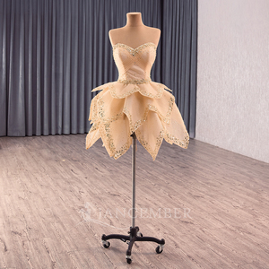 Robe de soirée élégante dorée pour femme, style Sweetheart, Rsm241160-2 - Product Image 3