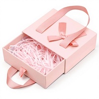 Boîte cadeau rose en carton, mini boîte de rangement rectangulaire décorative avec ruban pour femmes, hommes, bouteilles de voyage, articles de toilette, bougies