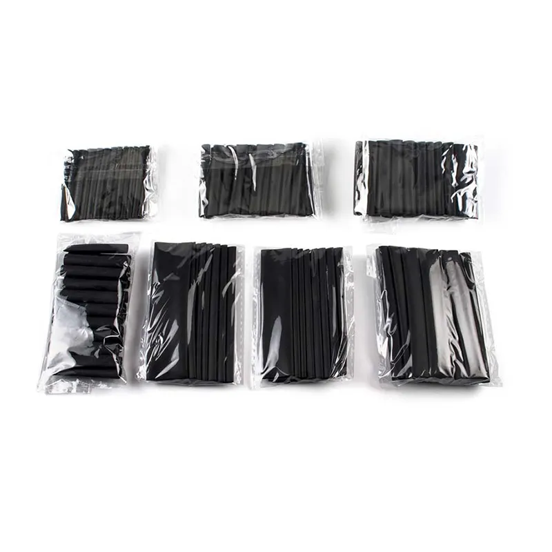 127 pcs/bag 2: 1 heat shrinkable tube kit various sizes polyolefin insulation sleeve heat black shrink tube wire and cable