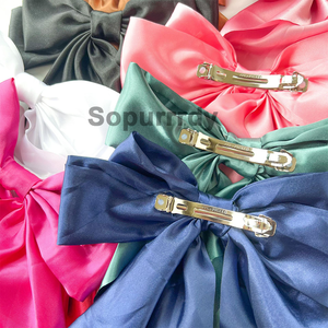 Pinzas para el pelo con logo personalizado, lazos de satén de cola larga, pinzas grandes, pinzas de resorte, accesorios para el cabello de color sólido, ¡gran oferta! - Product Image 6
