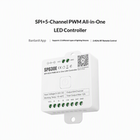 Contrôleur LED Pixel Tout-en-un SPI PWM 5 Canaux Synchronisation Musicale Télécommande RF 2.4G 12 Types pour Éclairage Scénique et Accessoires d'Éclairage