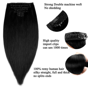 Extensions de cheveux blondes lisses à clipser, cheveux humains Remy, double trame, couverture complète, application facile, cheveux vierges pour femmes, usage quotidien. - Product Image 5