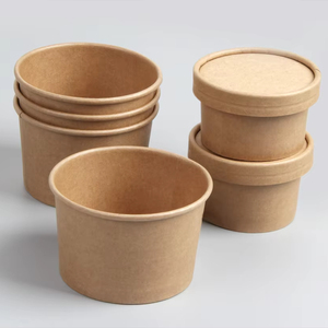 Tùy chỉnh chuyên nghiệp in thực phẩm dùng một lần lớp kem tráng miệng bao bì thực phẩm Takeaway Cốc giấy với nắp phẳng - Product Image 1