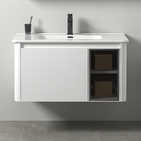 Kabinet meja rias kamar mandi kayu lapis Harga murah dengan meja rias kamar mandi baskom keramik dengan sensor tubuh kabinet cermin LED