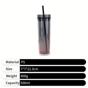 Nouvelle tasse à eau froide 500 ml transparente à parois droites, vente en gros en stock, tasse à eau froide au citron pour le bureau - Product Image 3
