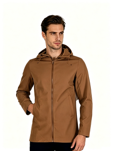 Parka mi-longue à capuche pour <span class=keywords><strong>homme</strong></span>, coupe-vent et chaud, marron caramel, résistante aux plis, idéale pour le froid, personnalisation disponible - Product Image 1