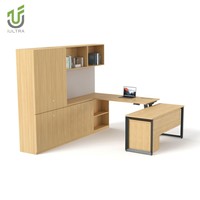 IULTRA Table de bureau de direction en chêne sculpté traditionnel Table de patron antique de luxe avec un design moderne MDF durable MFC bois élégant