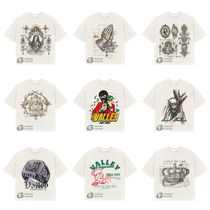 เสื้อยืดสตรีทแวร์ทรงบ็อกซี่ฟิต ผู้ชาย ผ้าคอตตอนหนา 250 กรัม สกรีนโลโก้ตามสั่ง ทรงโอเวอร์ไซส์ ล้างแบบวินเทจ คอกลม แขนสั้น - Product Image 2