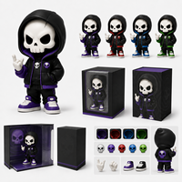 Figurine PVC Rockstar Grim Reaper, Sweat-shirt à capuche noir, Poupée tête de mort, Style Heavy Metal, Jouet artistique mini squelette avec geste 'Rock on'