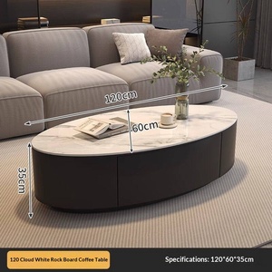 <span class=keywords><strong>Table</strong></span> <span class=keywords><strong>basse</strong></span> ovale <span class=keywords><strong>en</strong></span> dalle de roche, style italien, luxe léger, moderne et simple, pour petit appartement, salon, respectueuse de l'environnement - Product Image 6
