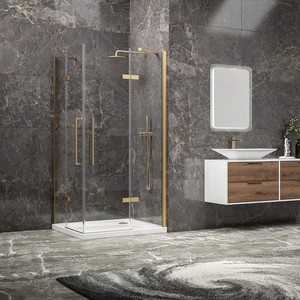 Kamalu KT1000G satinato in oro doccia 70x140 vassoio rettangolare 8mm di spessore in vetro moderno stile quadrato ABS telaio per bagno - Product Image 2