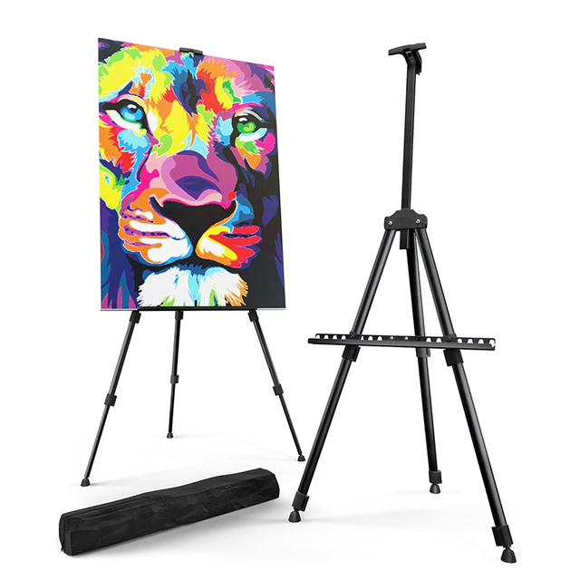 Secolorart Metal Tripod Adjustable Easel Portable Artist Easel Stand for Table Top Floor Displaying and Wedding Sign
