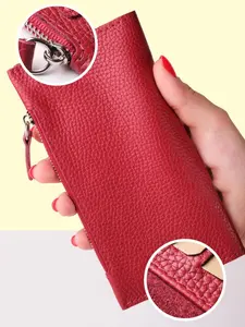 NIUCUNZH benutzer definierte Logo Brieftaschen Frauen Leder Kreditkarten halter Brieftasche mit Reiß verschluss Leder Geld klammer Geldbörse Echt leder Brieftasche