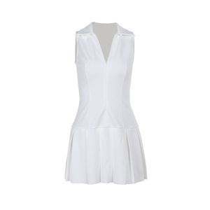 HANO 2024 nouvelle mode femmes Style Preppy décontracté dame revers col en <span class=keywords><strong>V</strong></span> cintré robe plissée - Product Image 5