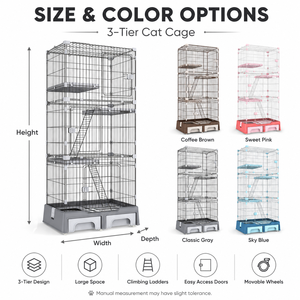 Grande <span class=keywords><strong>cage</strong></span> à chat d'intérieur à plusieurs niveaux avec plateformes et échelles pour parc de jeu pour animaux domestiques - Product Image 3