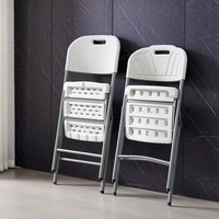 Chaise pliante moderne en plastique HDPE blanc portable, avec cadre en acier robuste, pour salle à manger, jardin, fête, maison, bureau