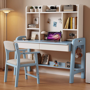 Rắn Gỗ Nâng Bàn Viết Nghiên Cứu Sinh Viên Nhà Văn Phòng Máy Tính Bàn Với Giá Sách Cho Phòng Ngủ Hoặc Nghiên Cứu - Product Image 6