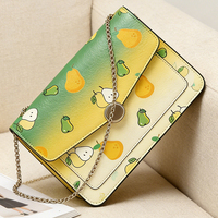 Sac à main en cuir PU de haute qualité pour femme, style vintage, grand format, design unique, 2026, OEM ODM, imprimé fruits personnalisé, couleur dégradée, avec chaînes