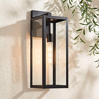Applique murale de jardin minimaliste moderne en laiton doré avec verre transparent, lampe murale carrée pour patio, villa, jardin, éclairage extérieur
