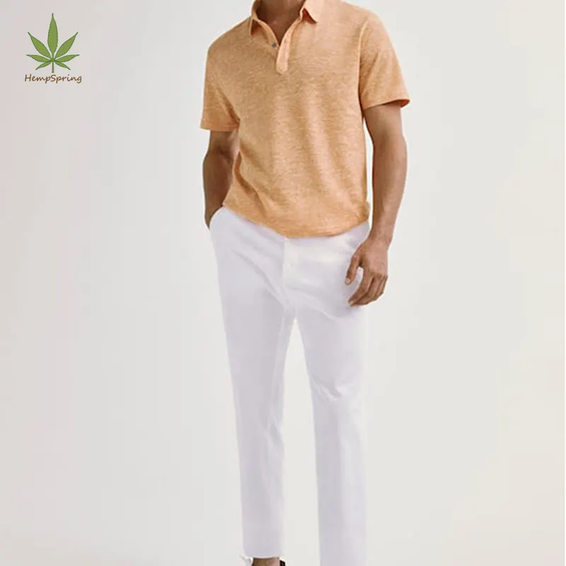 HempSpring-Camiseta de cáñamo Natural y liso para hombre, polo ecológico suave, camiseta de cáñamo de algodón orgánico