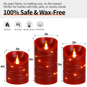 <span class=keywords><strong>Bougies</strong></span> <span class=keywords><strong>LED</strong></span> sans flamme rouges <span class=keywords><strong>avec</strong></span> <span class=keywords><strong>télécommande</strong></span>, finition <span class=keywords><strong>cire</strong></span> simulée, alimentées par USB, sûres et sans fumée pour festivals, mariages, chambres à coucher - Product Image 3