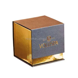 豪华蜡烛盒哑光层压压花金色和黑色，带插入物