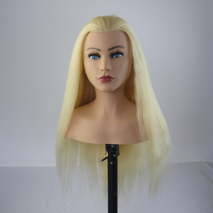 Venta caliente Europa cara femenina 100% cabello humano entrenamiento <span class=keywords><strong>maniquí</strong></span> cabeza de <span class=keywords><strong>muñeca</strong></span> simulada con hombros para <span class=keywords><strong>peluquería</strong></span> - Product Image 3